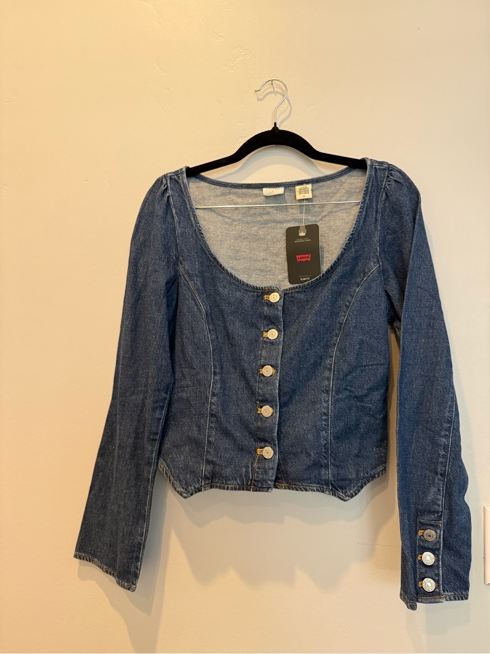 Levi's Blue Denim Button-Front Scoop Neck Shirt